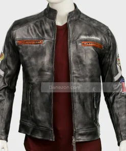 Mens Harley Davidson Cafe Racer Distressed Leather Jacket
