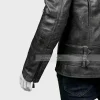 Mens Biker Black Distressed Leather Jacket