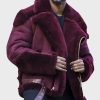Mens Shearling Leather Maroon Jacket