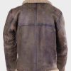 Mens Distressed Leather Shearling Brown Jacket