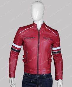 Men's Cafe Racer Red Retro Leather Jacket