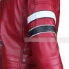 Red Retro Striped Leather Jacket