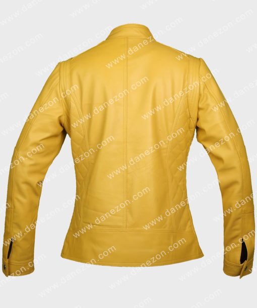 Casual Women Classic Yellow Leather Jacket