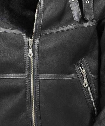 Mens Aviator B16 Shearling Jacket | Black Sheepskin Leather B16 Jacket
