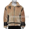 Brown Zipper Shearling Leather Jacket for Men’s