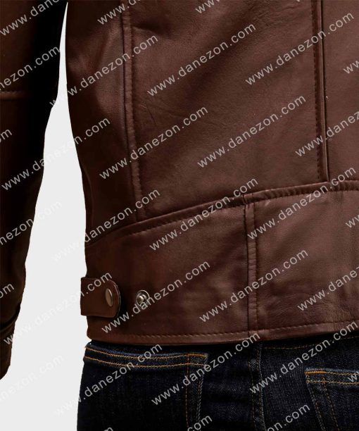 Mens Cafe Racer Brown Leather Jacket