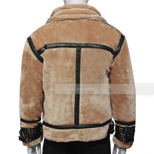 Winter Brown Zipper Shearling Leather Jacket for Men’s