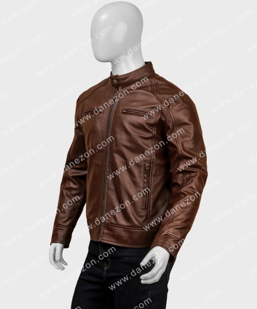 Cafe Racer Dark Brown Leather Jacket for Mens
