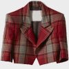 Emily In Paris Lily Collins Red Plaid Cropped Jacket