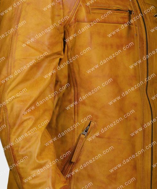 Mens Brown Tan Slimfit Leather Jacket