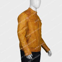 John Tan Brown Slimfit Leather Jacket
