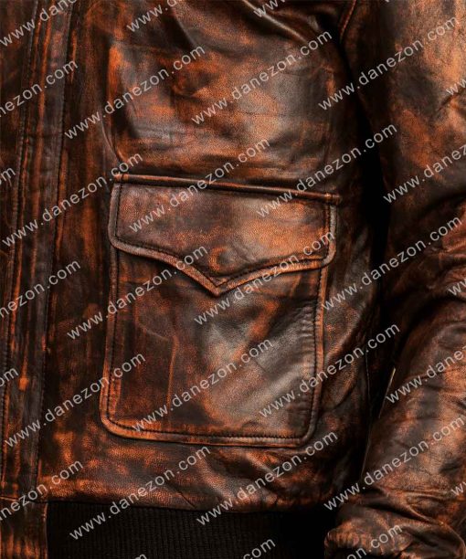 Mens Aviator Distressed Brown A2 Bomber Leather Jacket
