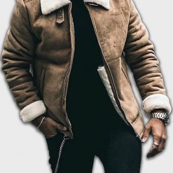 Mens Aviator Brown Leather Shearling Jacket