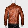Mens Vintage Brown Distressed Cafe Racer Leather Jacket