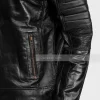 Mens Black Cafe Racer Padded Leather jacket