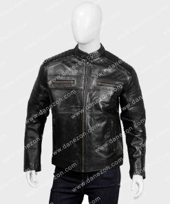 Mickael Black Cafe Racer Leather Jacket