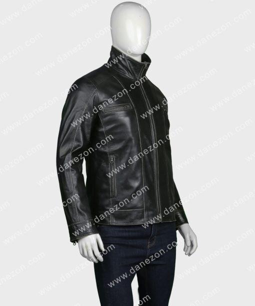 Casual Black Mens Leather Jacket