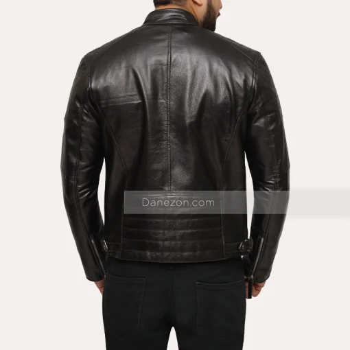 Danezon mens black leather jacket