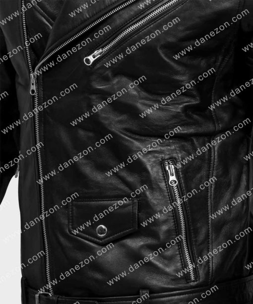 Mens Black Motorcycle Leather Jacket