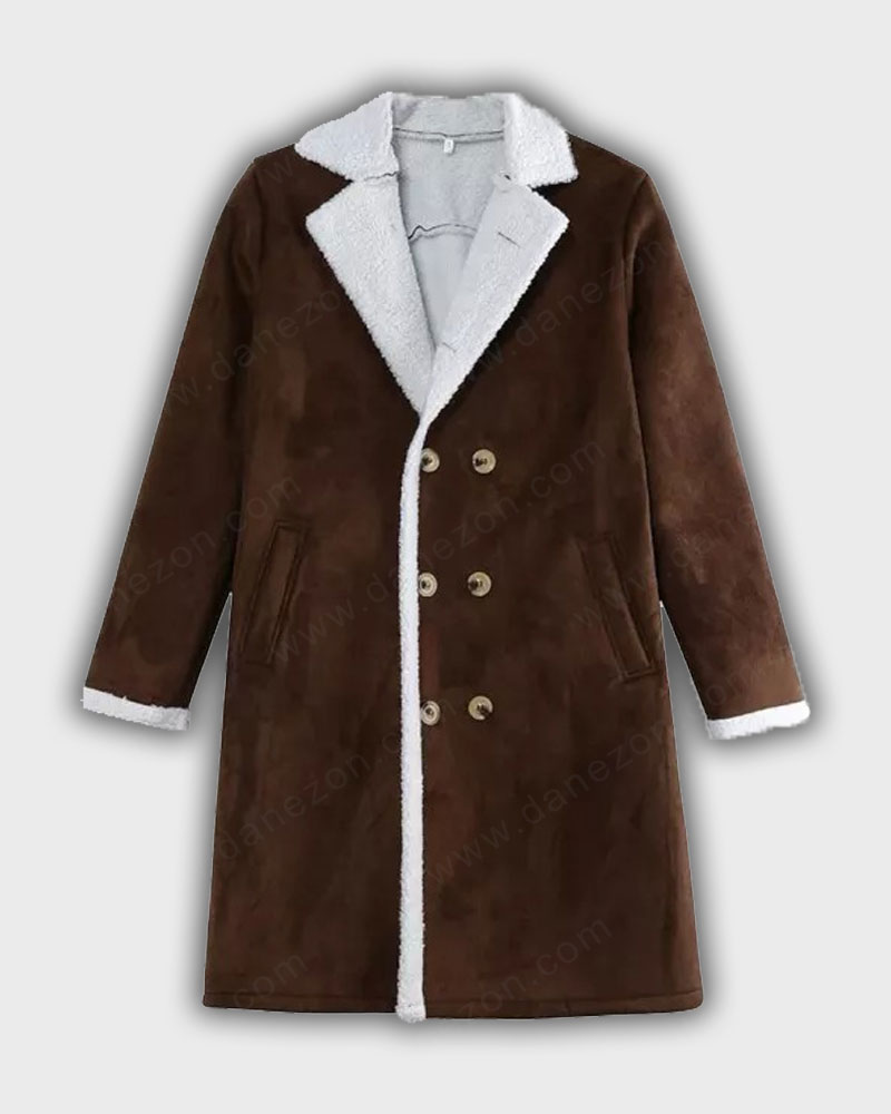 Mens Shearling Mid-Length Brown Leather Coat - Danezon