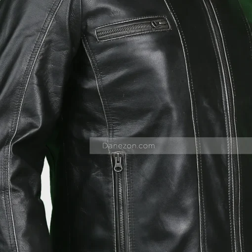 Mens Casual Black Leather Jacket