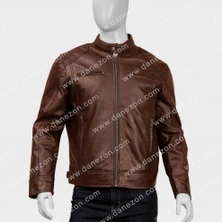 Classic Mens Brown Cafe Racer Leather Jacket