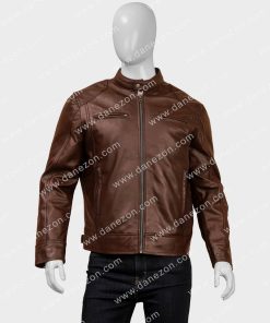 Classic Mens Brown Cafe Racer Leather Jacket