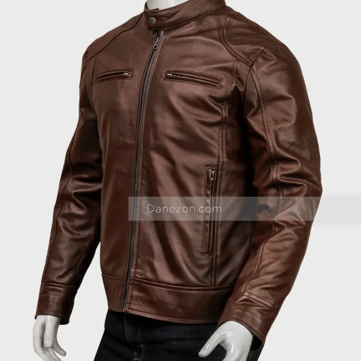 Classic Dark Brown Leather Jacket Mens