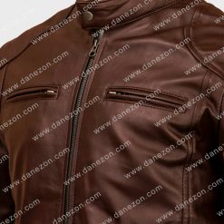 Cafe Racer Brown Slimfit Leather Jacket for Mens