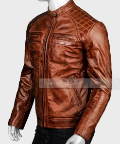 Vintage Brown Cafe Racer Leather Jacket