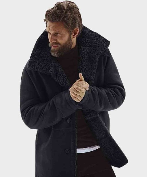 Mens Fur Sheepskin Winter Shearling Leather Jacket