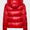 Red Winter Parachute Hooded Jacket with Mens