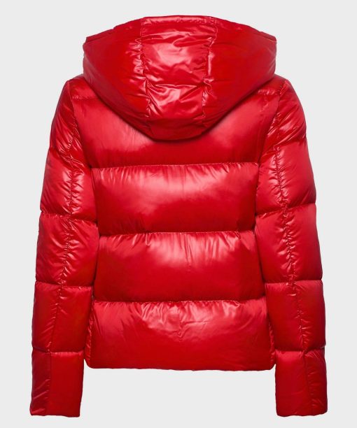 Red Winter Parachute Hooded Jacket with Mens
