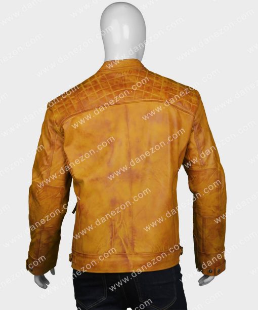 John Zipper Tan Brown Leather Jacket