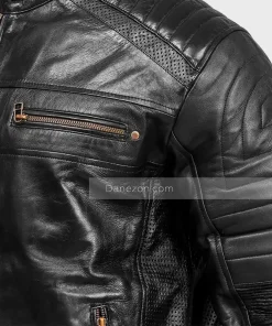 Real Leather Black Cafe Racer Jacket