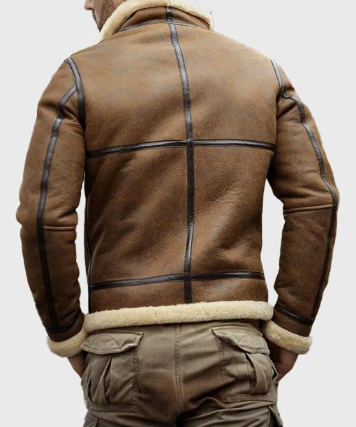 Mens Leather Aviator Winter Shearling Jacket