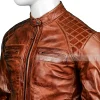 Distressed Vintage Brown Cafe Racer Leather Jacket