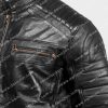 Mens Cafe Racer Black Genuine Leather Jacket