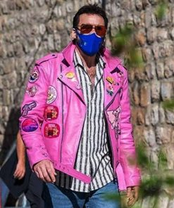 The Unbearable Weight of Massive Talent Nic Cage Pink Leather Jacket