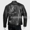 Men Black Leather Cafe Racer Biker Jacket