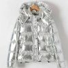 Metallic Puffer Silver Jacket with Hood