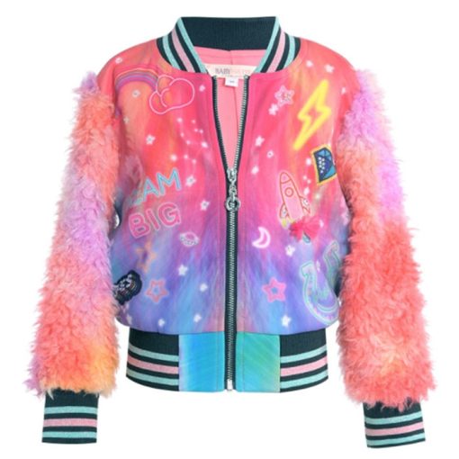 Women Rainbow Cosmic Theme Bomber Jacket