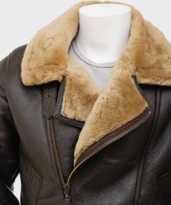 Mens Leather Brown Shearling Jacket
