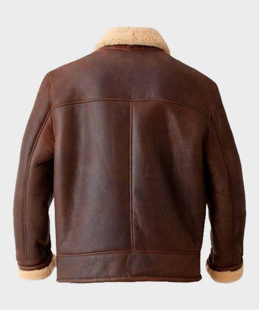 Aviator Brown Leather Mens Shearling Jacket