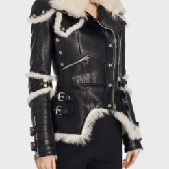 Womens Black Leather Shearling Jacket