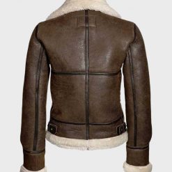 Aviator Brown Distressed Shearling Leather Jacket for Winter