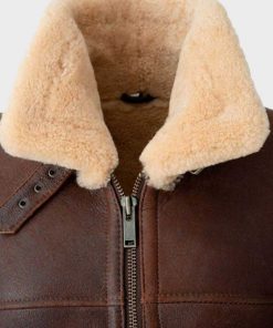 Mens Shearling Brown Aviator Leather Jacket