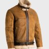 Brown Sheepskin Shearling Mens Bomber Leather B3 Jacket