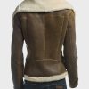 Womens Brown Fur Collar Leather Jacket
