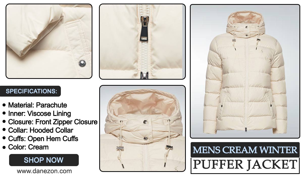 Men's Cream Winter Puffer Jacket